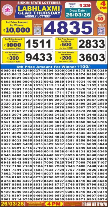 Labh Laxmi 4PM Result 26 03 26