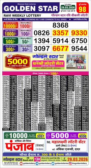 Golden 7PM Result 29 03 26