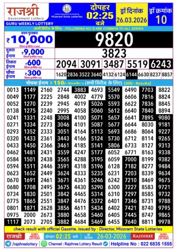 Rajshree Daily 2.25PM Result 26 03 26