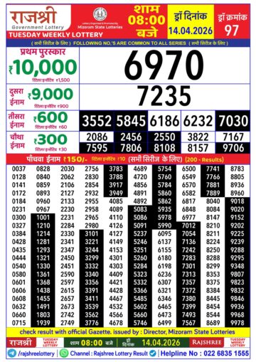 Rajshree Daily 8PM Result 14 04 26