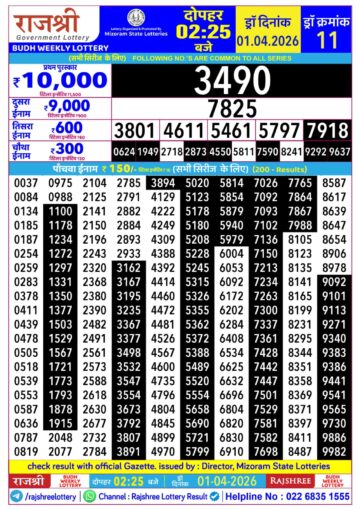 Rajshree Daily 2.25PM Result 01 04 26