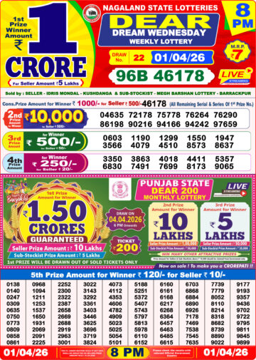 Dear Lottery Result 8PM 01 04 26