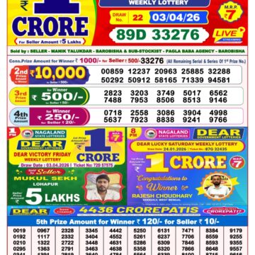 Dear Lottery Result 8PM 03 04 26