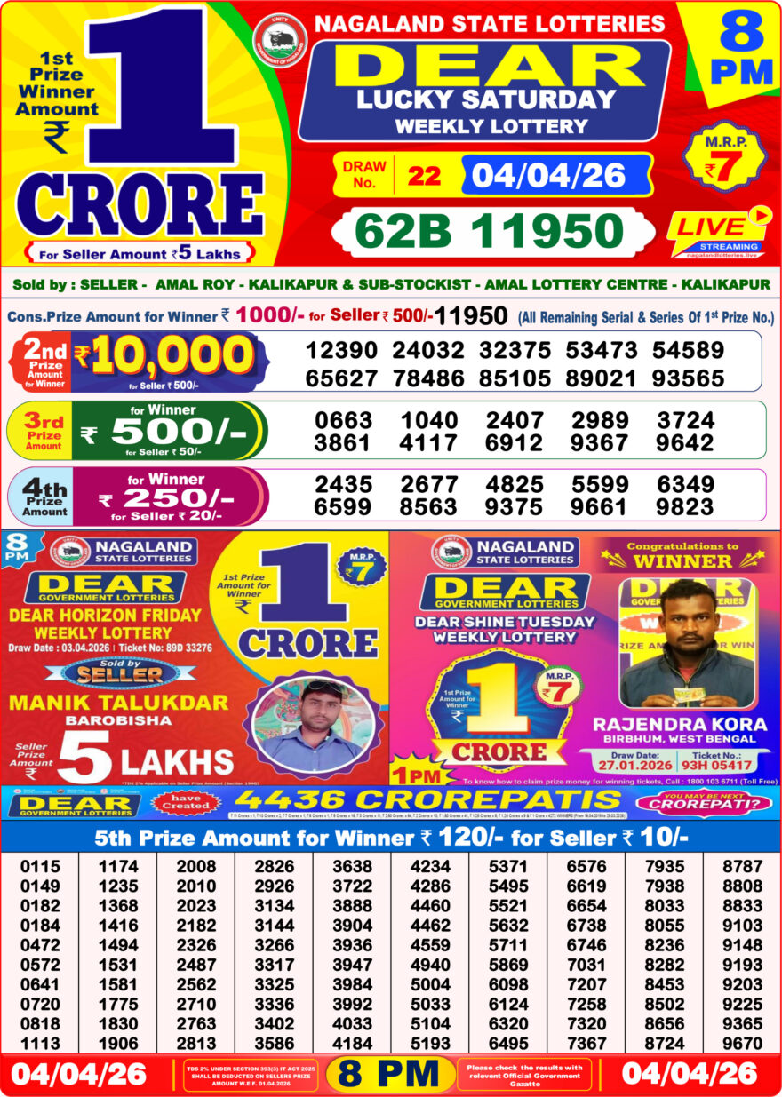 Dear Lottery Result 8PM 04 04 26