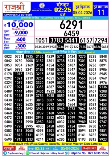 Rajshree Daily 2.25PM Result 05 04 26