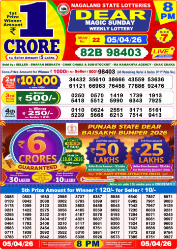 Dear Lottery Result 8PM 05 04 26