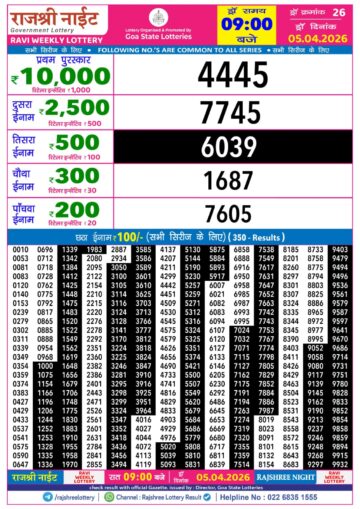 Rajshree 9PM Result 05 04 26