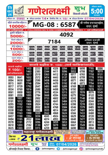 Maharashtra Ganesh Laxmi Lottery Result 07 04 26