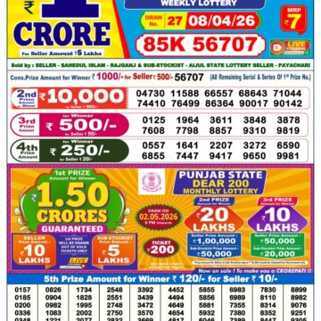 Dear Lottery Today Result 6PM 08 04 26