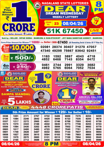 Dear Lottery Result 8PM 08 04 26