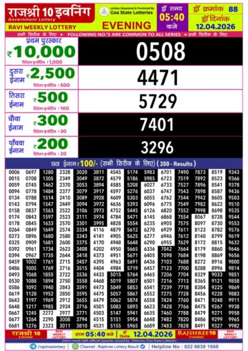 Rajshree 10 Evening 5:40PM Result 12 04 26