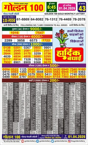 Golden 100 Monthly Result 02 04 26