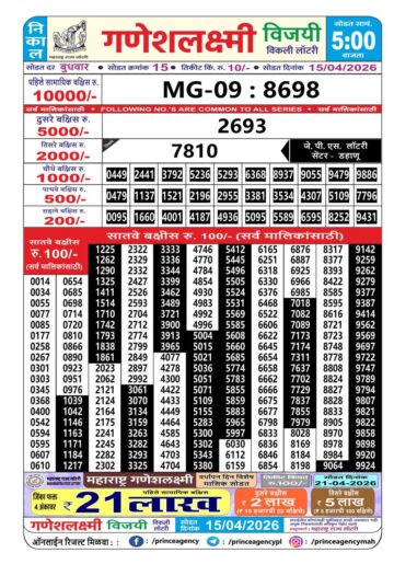 Maharashtra Ganesh Laxmi Lottery Result 15 04 26