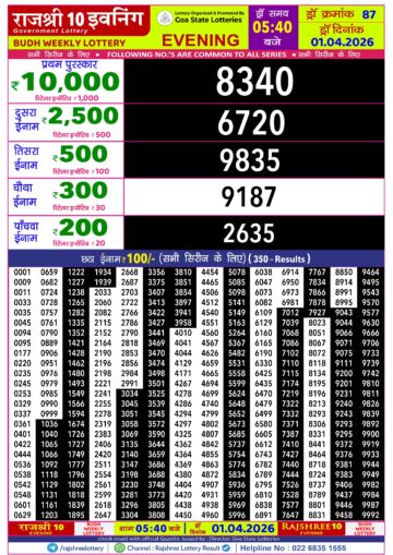 Rajshree 10 Evening 5:40PM Result 01 04 26