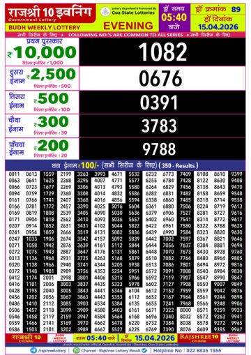 Rajshree 10 Evening 5:40PM Result 15 04 26