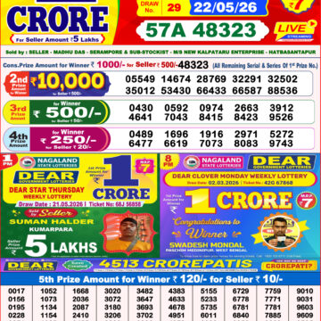 Dear Lottery Result 8PM 22 05 26