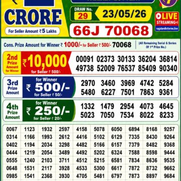 Dear Lottery Result Today 1PM 23 05 26