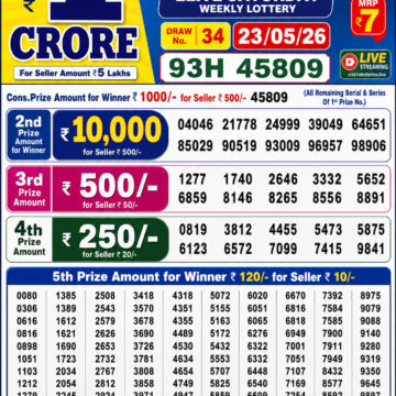Dear Lottery Today Result 6PM 23 05 26