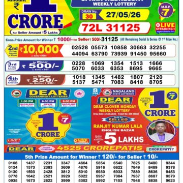 Dear Lottery Result Today 1PM 27 05 26