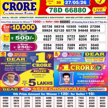Dear Lottery Result 8PM 27 05 26
