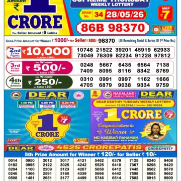 Dear Lottery Today Result 6PM 28 05 26