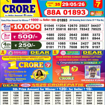 Dear Lottery Today Result 6PM 29 05 26