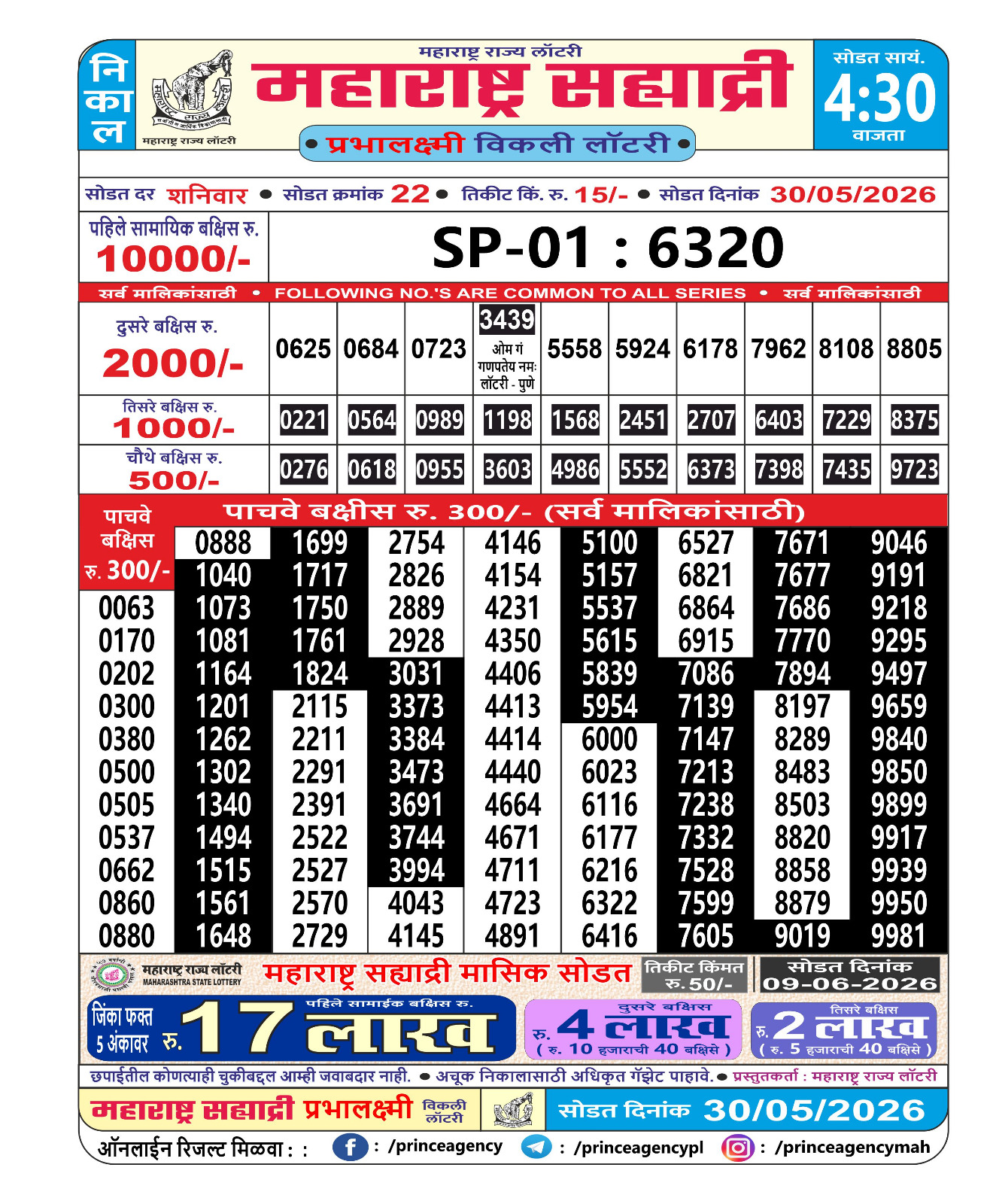 Maharashtra Sahyadri Lottery Result 30 05 26