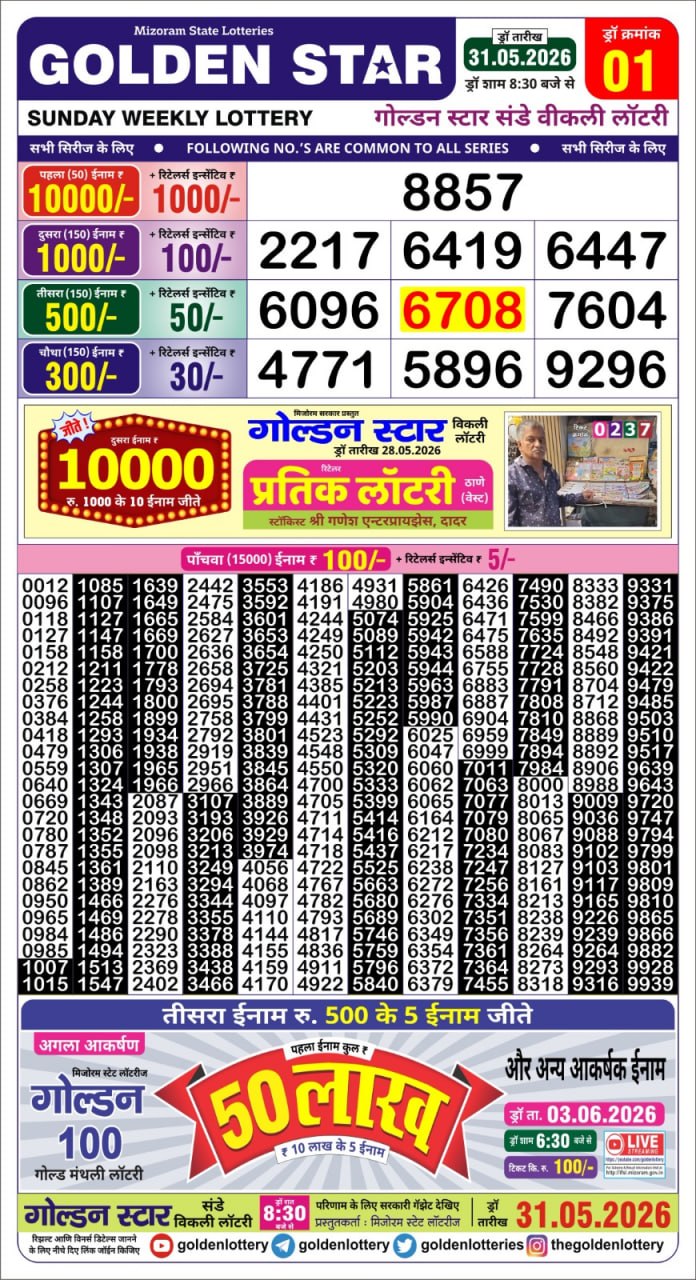 Golden 8:30PM Result 31 05 26