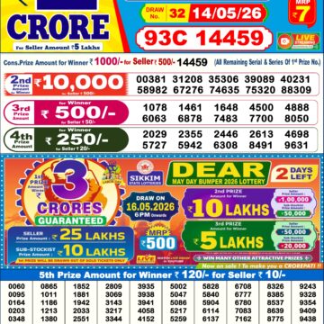 Dear Lottery Today Result 6PM 14 05 26