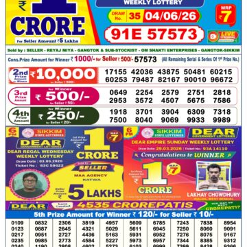 Dear Lottery Today Result 6PM 04 06 26