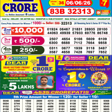 Dear Lottery Today Result 6PM 06 06 26