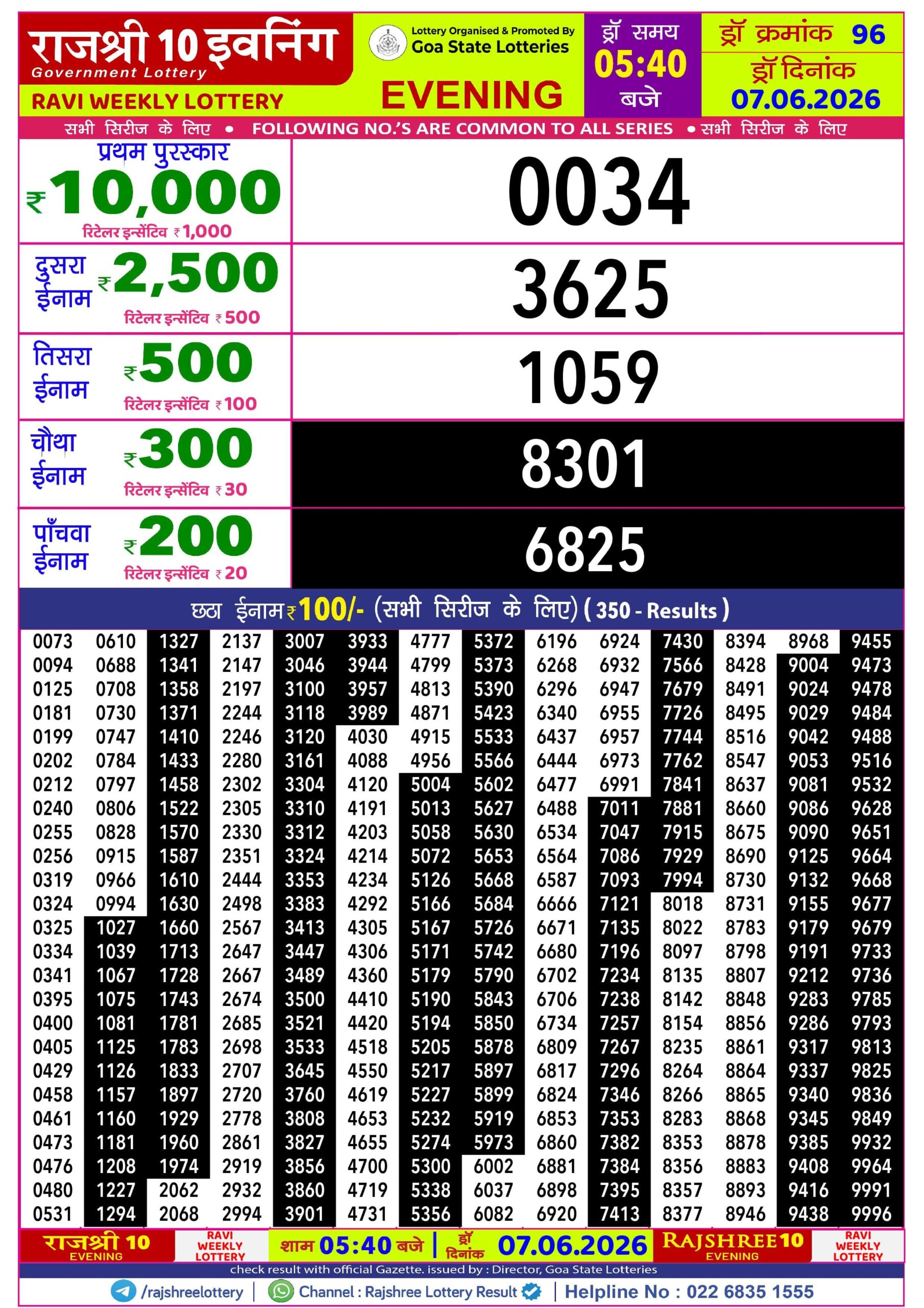 Rajshree 10 Evening 5:40PM Result 07 06 26