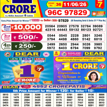 Dear Lottery Today Result 6PM 11 06 26