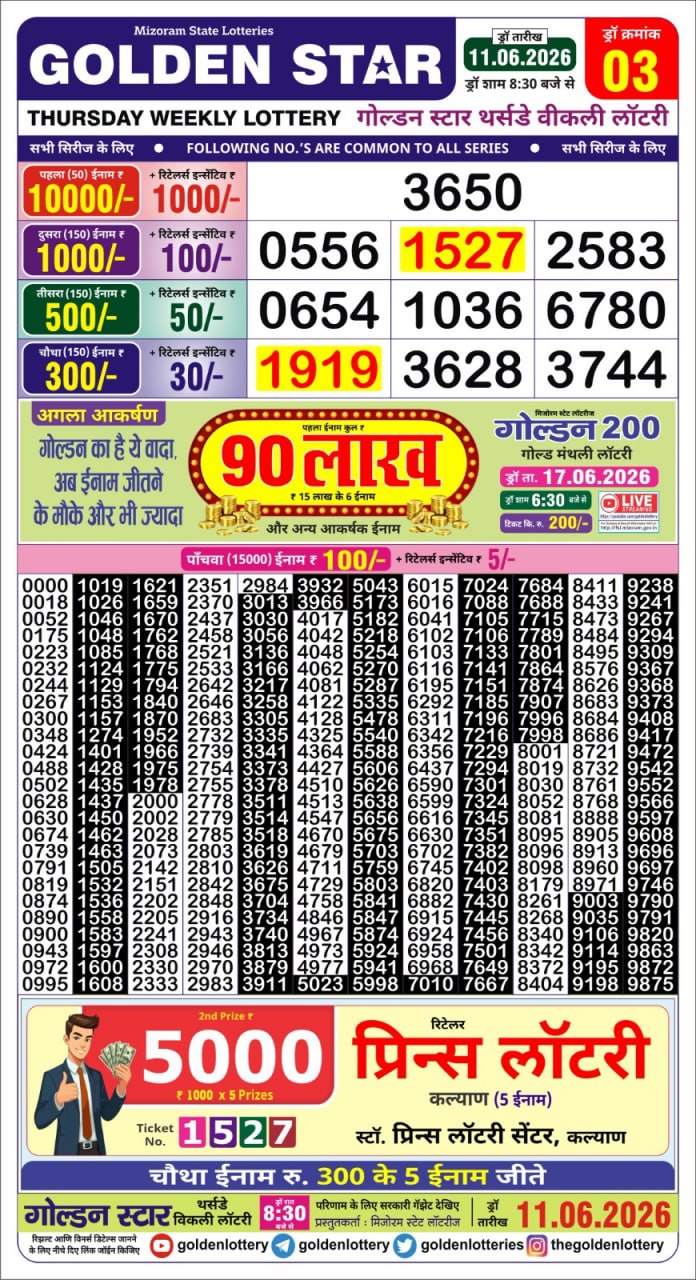 Golden 8:30PM Result 11 06 26