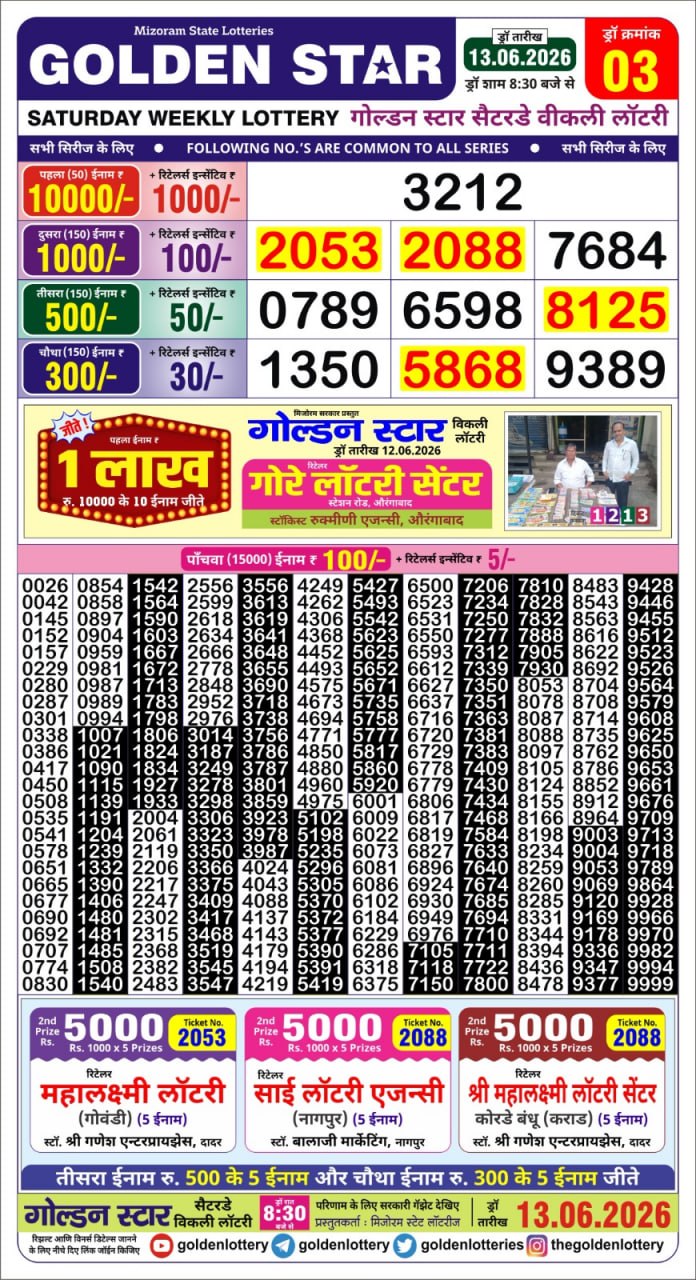 Golden 8:30PM Result 13 06 26