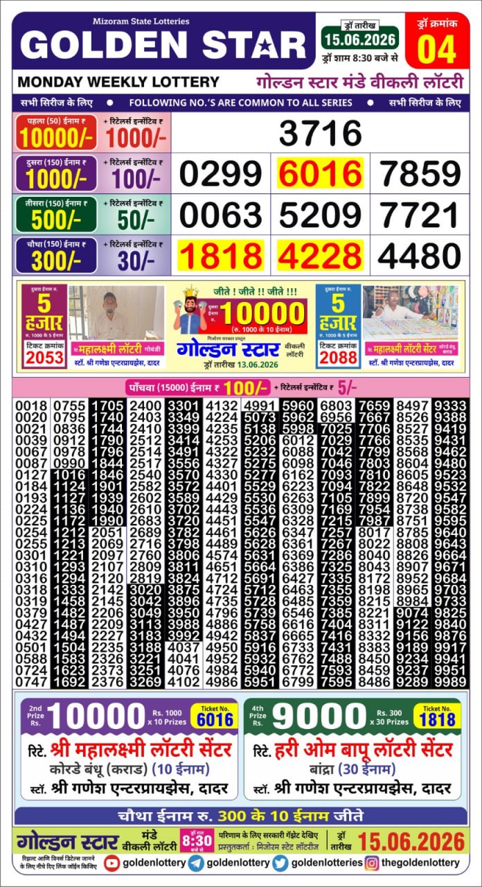 Golden 8:30PM Result 15 06 26
