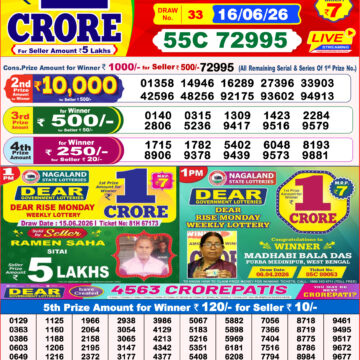 Dear Lottery Result 8PM 16 06 26