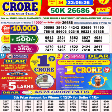 Dear Lottery Result 8PM 23 06 26