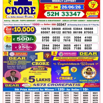 Dear Lottery Result 8PM 26 06 26