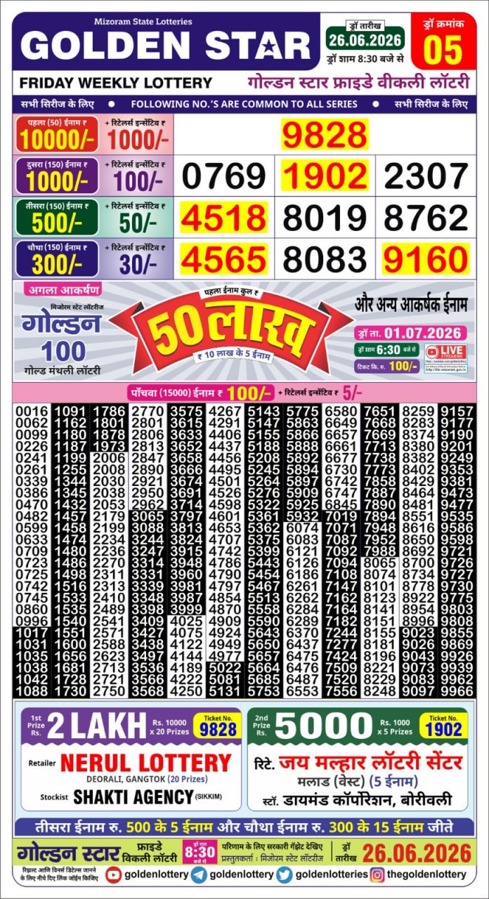 Golden 8:30PM Result 26 06 26