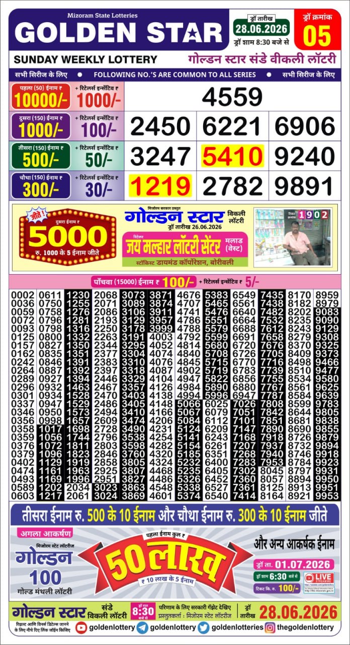 Golden 8:30PM Result 28 06 26