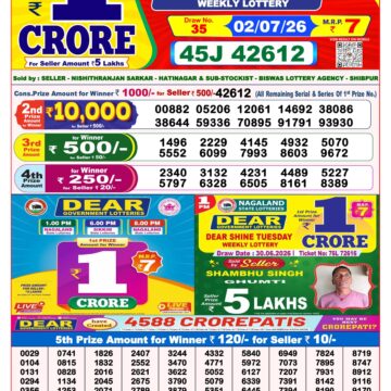 Dear Lottery Result 8PM 02 07 26