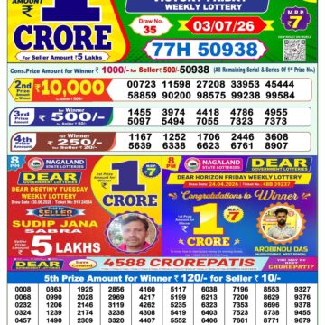 Dear Lottery Result Today 1PM 03 07 26