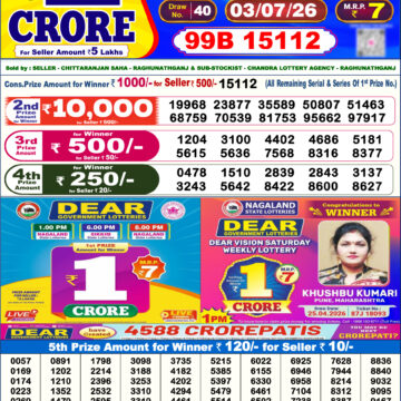 Dear Lottery Today Result 6PM 03 07 26