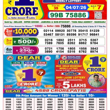 Dear Lottery Result 8PM 04 07 26