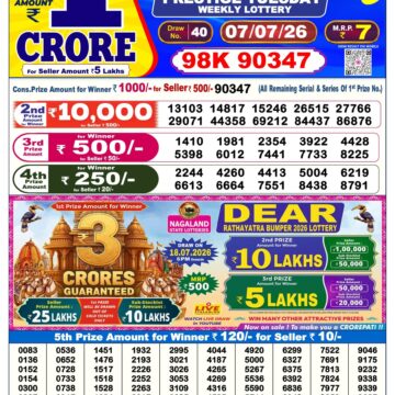 Dear Lottery Today Result 6PM 07 07 26