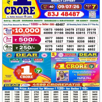 Dear Lottery Today Result 6PM 09 07 26