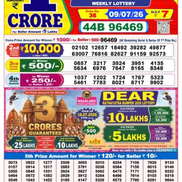 Dear Lottery Result 8PM 09 07 26