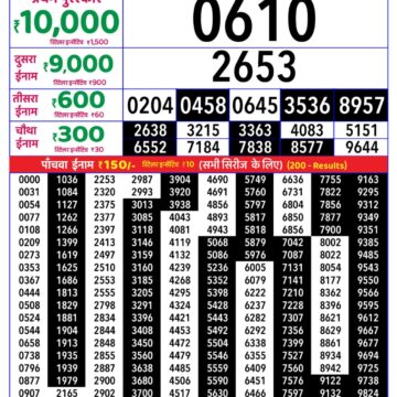 Rajshree Daily 8PM Result 09 07 26