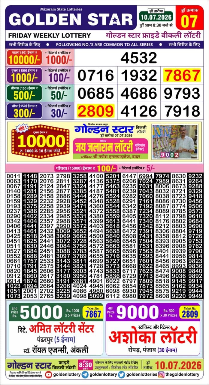 Golden 8:30PM Result 10 07 26